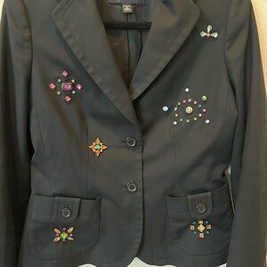 Banana Republic Black Blazer with Colorful Embellishments